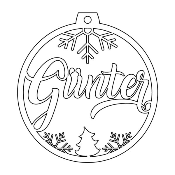 Personalisierte Laserdatei "Günter" Weihnachtsschmuck für Laser-/Cutter-Programme wie Lightburn SVG Ai EPS Pdf DXF - Digi. Download Ornament.